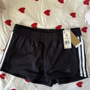 Adidas Women's Black Athletic Shorts with White Stripes